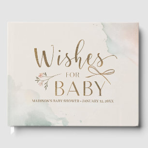Libro De Visitas Elegantes deseos florales para el Baby Shower Gues