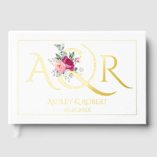 Libro De Visitas Elegantes iniciales y Relieve metalizado boda de r