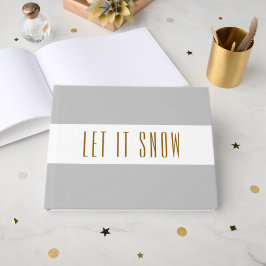 Libro De Visitas Elegantes rayas blancas y grises claras LET IT SNO