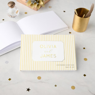 Libro De Visitas Elegantes Rayas de Crema Con Estrellas
