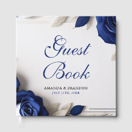 Libro De Visitas Elegantes Rosas azules de la marina y Boda Purpuri