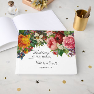 Libro De Visitas Elegantes rosas rústicos vintage Boda de flores