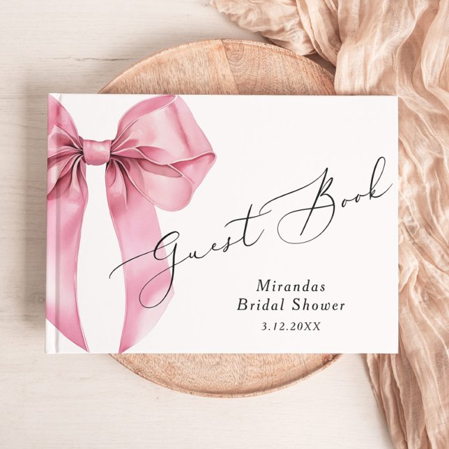 Libro De Visitas Ella está atando el lazo rosa de boda Shower (Subido por el creador)