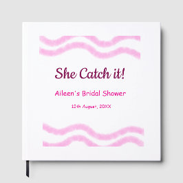 Libro De Visitas Ella lo atrapó en una espiral rosa líneas de acuar