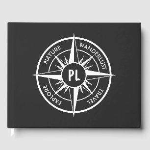 Libro De Visitas Emblema de la estrella de la brújula monograma bla