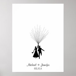 Libro de visitas en globo de huella dactilar boda