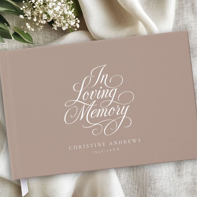 Libro De Visitas "En la memoria amorosa" Letra del guión Keepsake F ("In Loving Memory" Script Font Keepsake Funeral Guest Book)