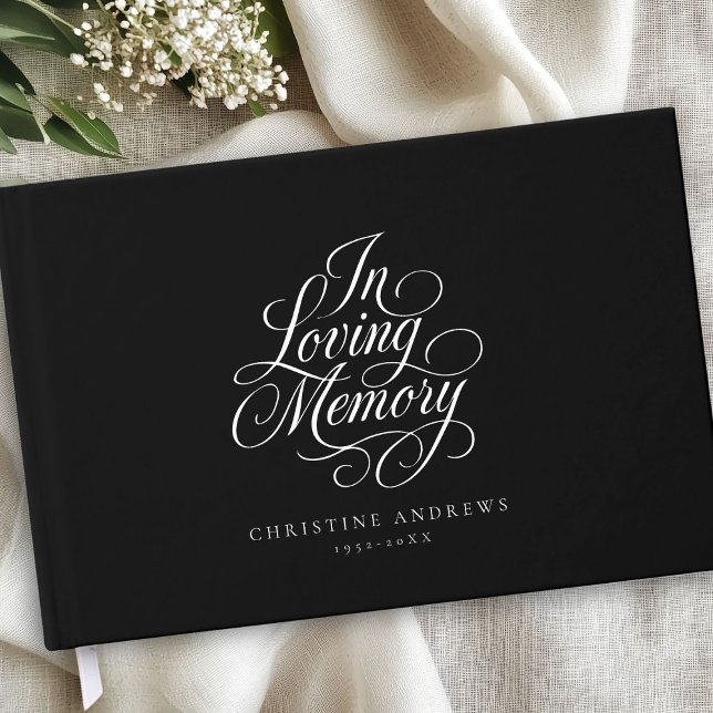 Libro De Visitas "En la memoria amorosa" Letra del guión Keepsake F ("In Loving Memory" Script Font Keepsake Funeral Guest Book)