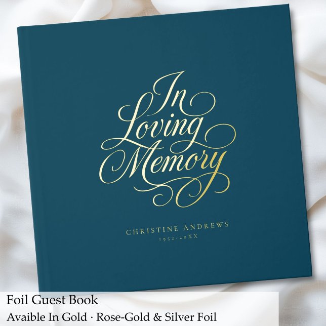 Libro De Visitas "En la memoria amorosa" Letra del guión Keepsake F ("In Loving Memory" Script Font Keepsake Funeral Foil Guest Book)