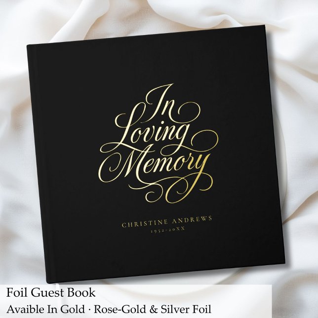 Libro De Visitas "En la memoria amorosa" Letra del guión Keepsake F ("In Loving Memory" Script Font Keepsake Funeral Foil Guest Book)