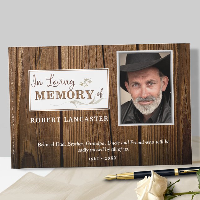 Libro De Visitas En la memoria amorosa Madera rústica, foto funerar (Subido por el creador)