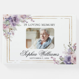 Libro De Visitas En la memoria amorosa morado y funeral rosa de Rub