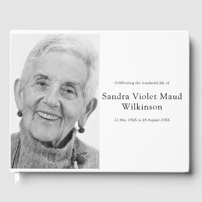 Libro De Visitas En memoria amorosa foto conmemorativa en blanco y  (Anverso)