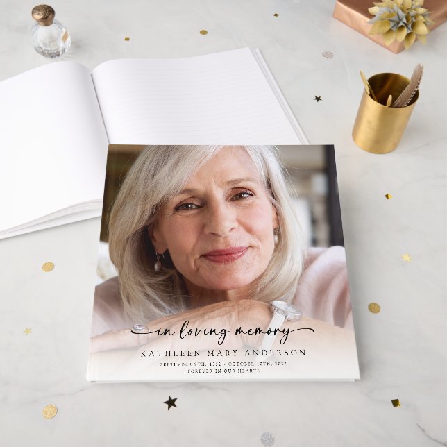 Libro De Visitas En memoria amorosa Funeral de fotos completas (Anverso Abierto)