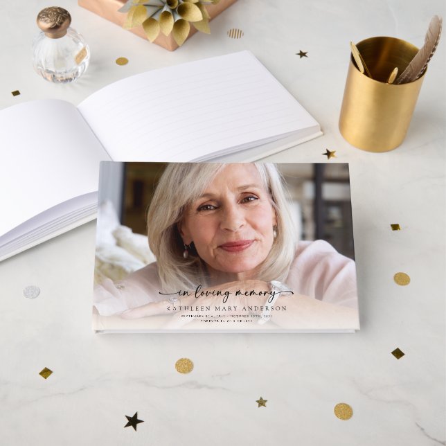 Libro De Visitas En memoria amorosa Funeral de fotos completas (Anverso Abierto)