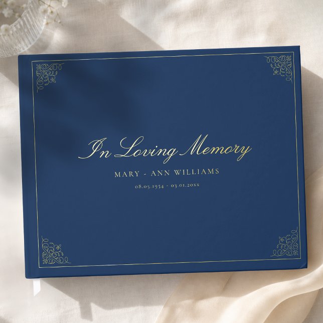 Libro De Visitas En Memoria Funeral Azul (In Loving Memory Funeral Blue Foil Guest Book)