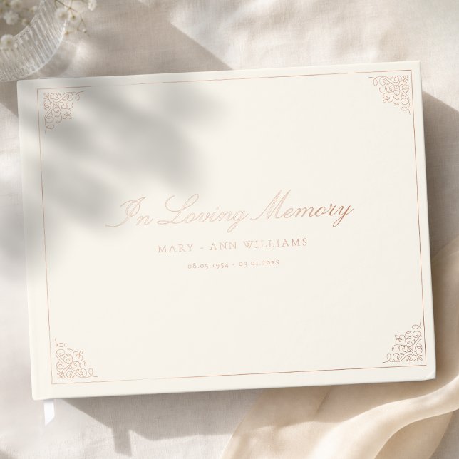 Libro De Visitas En Memoria Funeral Beige (In Loving Memory Funeral Beige Foil Guest Book)