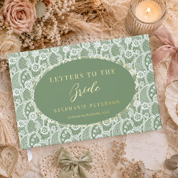 Libro De Visitas Encantadas letras vintage en blanco y verde sage p