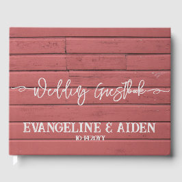Libro De Visitas Encantador Boda de Madera Red Barn