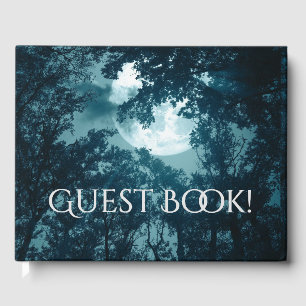 Libro De Visitas Encantador bosque nocturno con luna llena