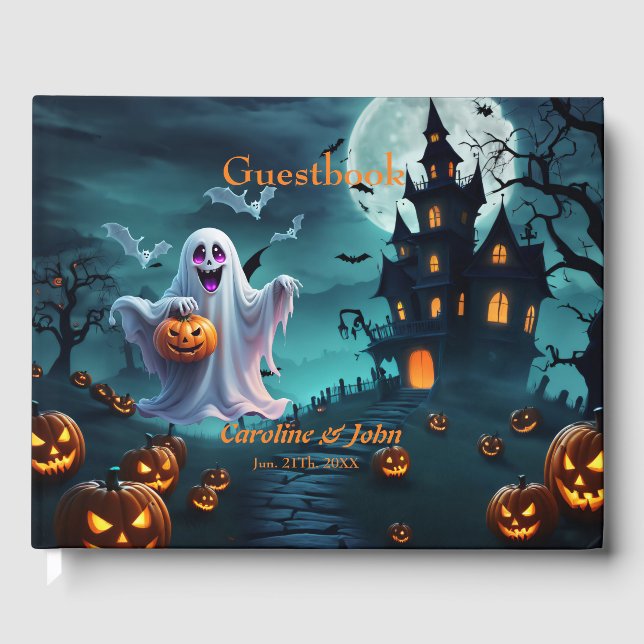 Libro De Visitas Encantador diseño de Halloween transmite. (Anverso)