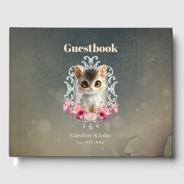 Libro De Visitas Encantador, gatito esponjoso (Anverso)