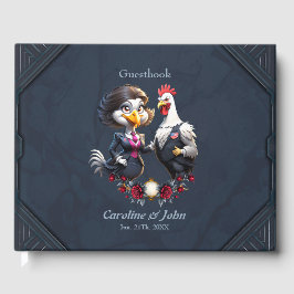 Libro De Visitas Encantadora pareja de pollos personalizados