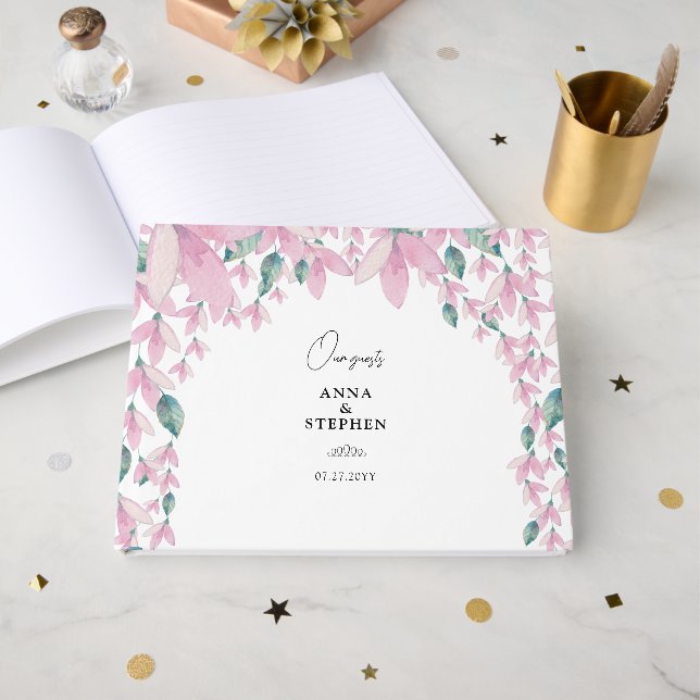 Libro De Visitas Encantadora Wisteria Rosa (Anverso Abierto)