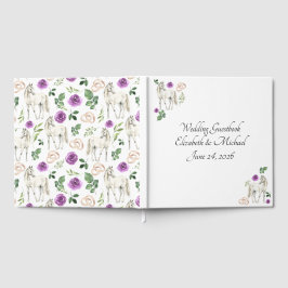 Libro De Visitas Equestrian Purple Floral Wedding Guest Book