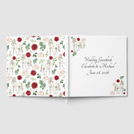 Libro De Visitas Equestrian Red Floral Wedding Guest Book
