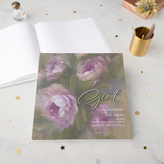 Libro De Visitas Es una niña 12 x 12" (Anverso Abierto)