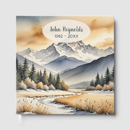 Libro De Visitas Escena de montaña invernal en acuarela