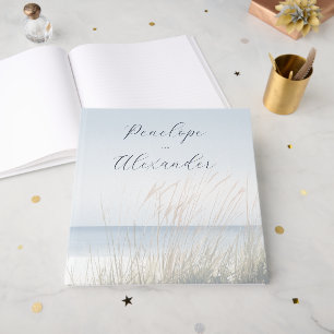 Libro De Visitas Escena de playa en acuarela de azul tranquilo