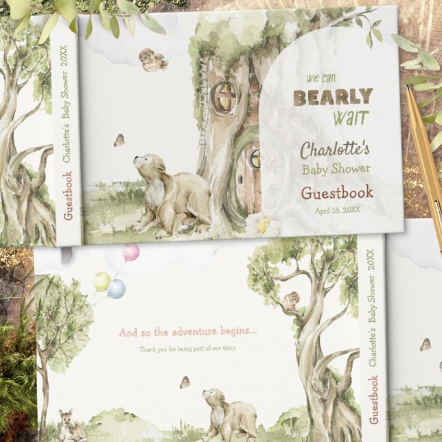 Libro De Visitas Escenario Boscoso Oso Apenas Espera (Woodland Scenery Bearly Wait Foil Guest Book ©Susanne Sachers - Sunny Mind 🌞)