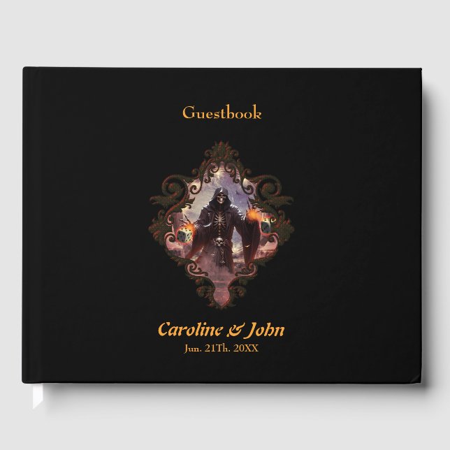 Libro De Visitas Escenario fascinante y místico de un esqueleto (Anverso)