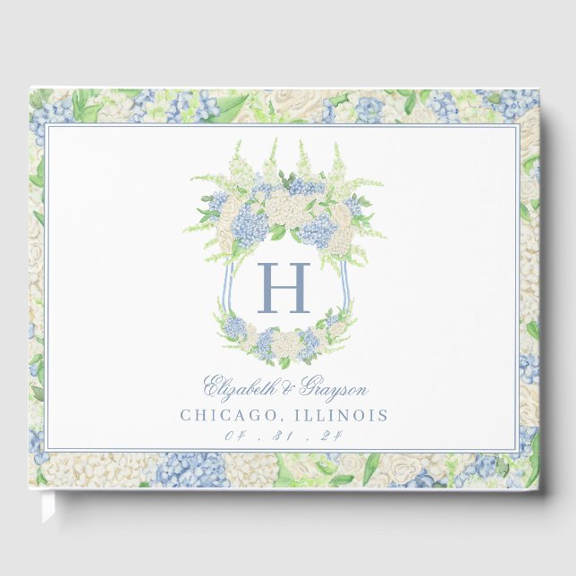 Libro De Visitas Escudo de hidrangea azul y blanca (Anverso)
