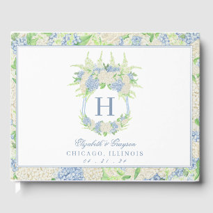 Libro De Visitas Escudo de hidrangea azul y blanca