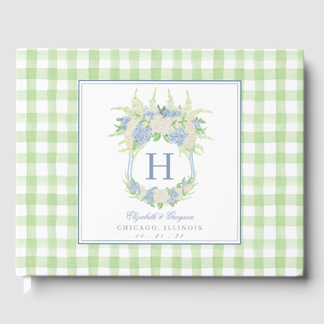 Libro De Visitas Escudo de hidrangea azul y blanca (Anverso)