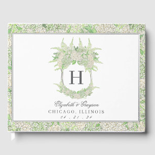Libro De Visitas Escudo de hidrangea blanca y verde acuarela