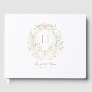 Libro De Visitas Escudo de la hoja dulce con arcos rosados   Boda d