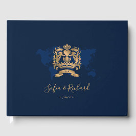 Libro De Visitas Escudo de mapa de la marina de oro de la boda de d