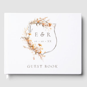 Libro De Visitas Escudo floral Monograma Boda Caída