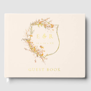 Libro De Visitas Escudo floral Monograma Boda Caída