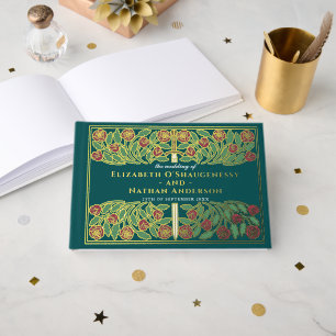 Libro De Visitas Espada floral medieval real fantástica boda