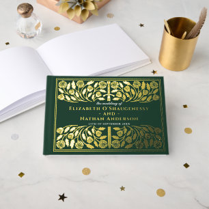 Libro De Visitas Espada Real Medieval Fantasía Verde Boda