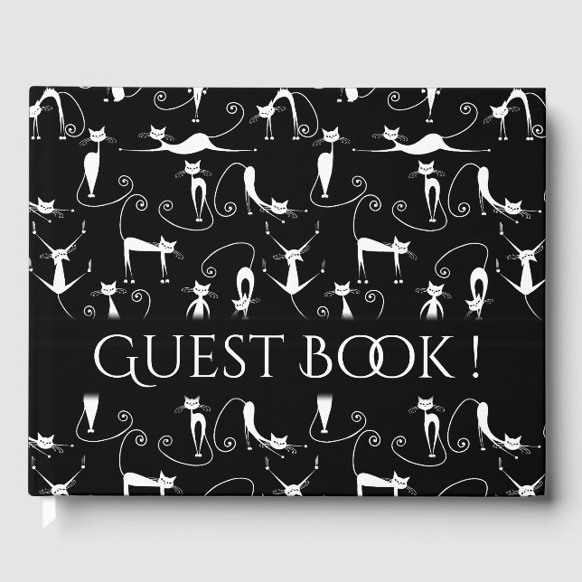 Libro De Visitas Espina de texto personal para gato blanco delgado  (Anverso)