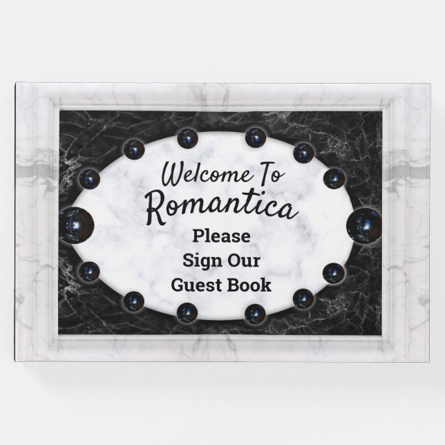 Libro De Visitas Espinas negras de marco de mármol blanco (Anverso)