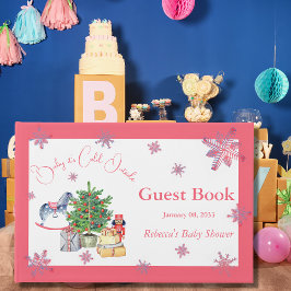 Libro De Visitas Está frío fuera Navidades Chica rosado Baby Shower