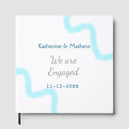 Libro De Visitas Estamos comprometidos acuarela azul gris espiral e