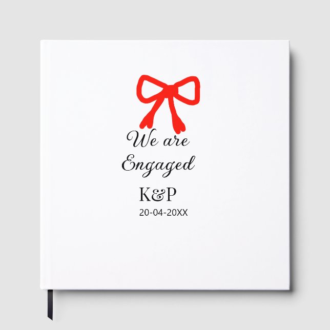 Libro De Visitas Estamos comprometidos añadir nombre letra lazo roj (Anverso)